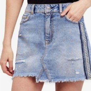 Free People Cotton Embellished Mini Skirt